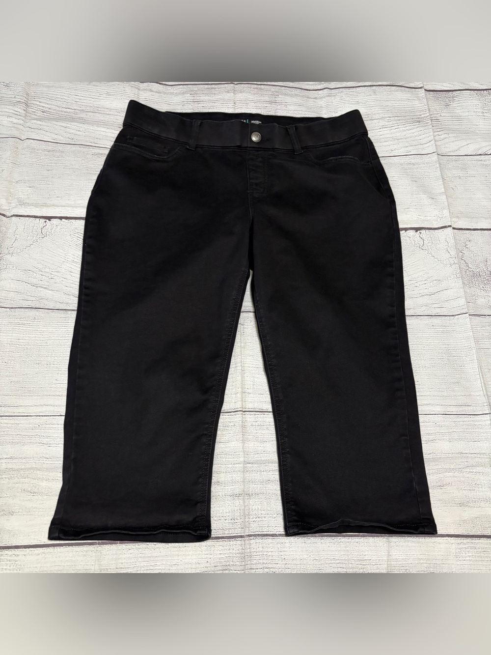 Riders by Lee Womens Size 14M Mid Rise Capri Pants Stretch Black Denim Crop